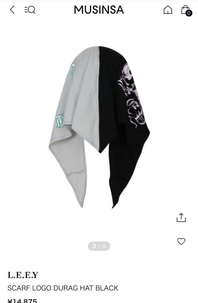 L.E.E.Y SCARF LOGO DURAG HAT BLACK