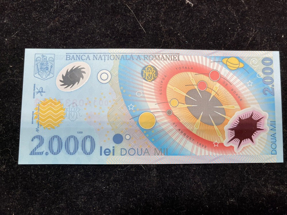 Romania 2000 Lei Plastic Banknote Excellent Condition