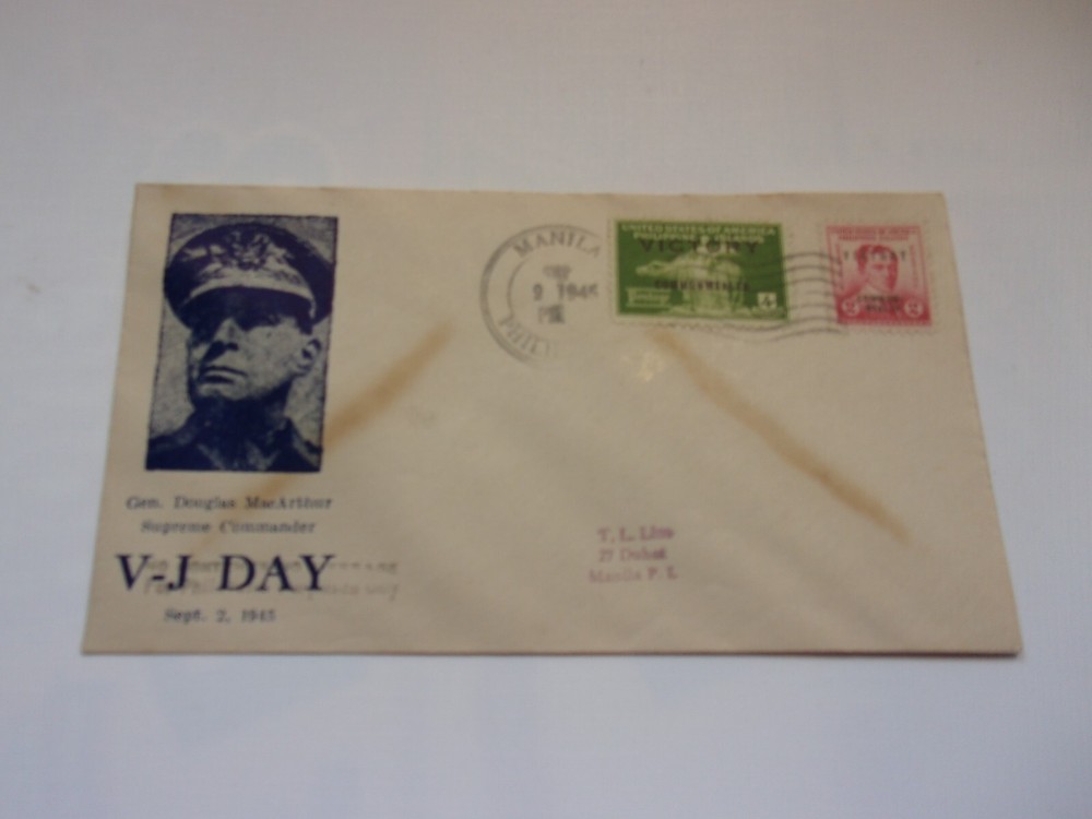 Philippines - Macarthur V-J Day FDC.  September 2, 1945.