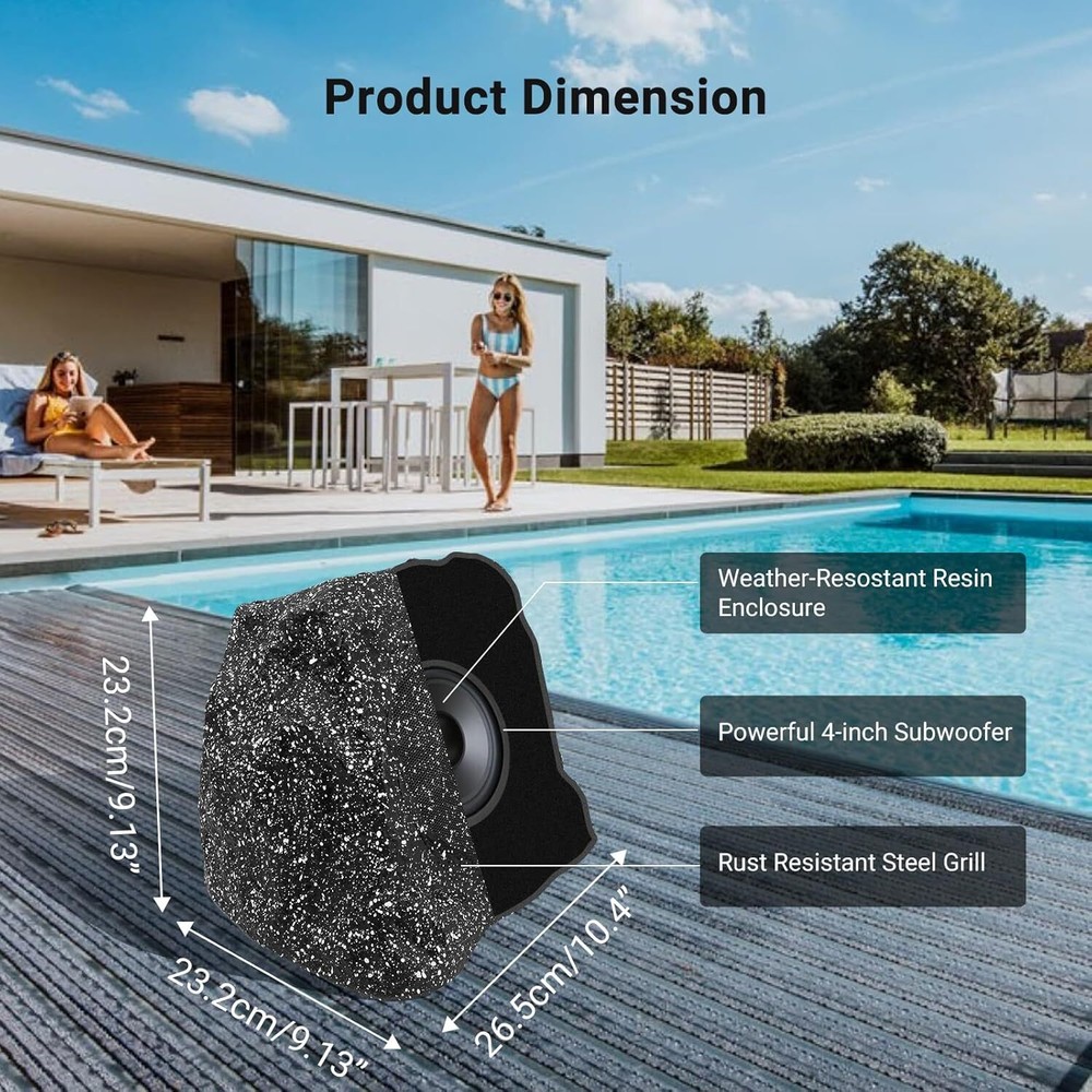 Herdio 1 Pack Bluetooth Rock Speaker Waterproof Solar with Rechargeable Battery