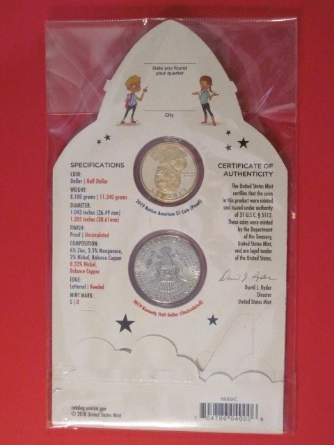 2019 U.S. Mint Rocket Ship Coin Set W/Unopened $2 Bill Rocket Ship set