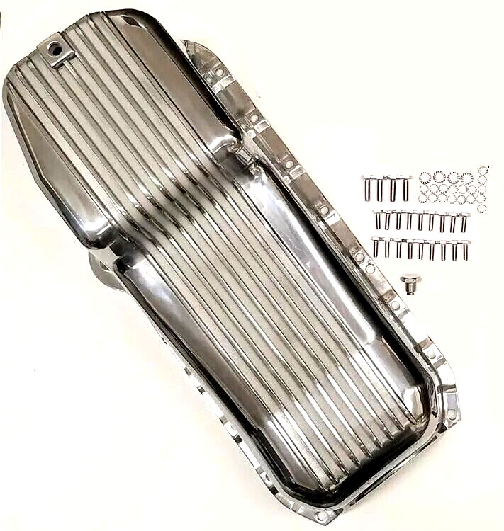 Polished Aluminum Finned Oil Pan 1958-79 Small Block Chevy SBC 283 305 350 400