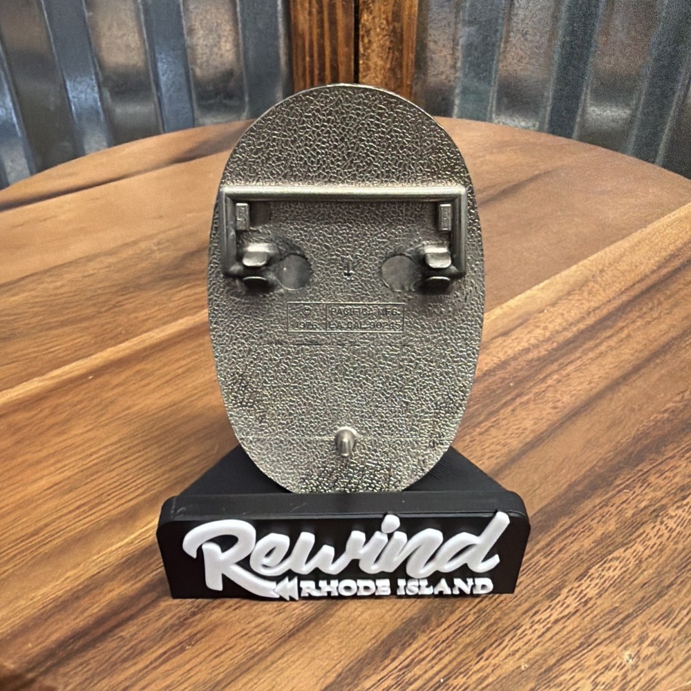 Vintage 1976 KISS Pacifica Prism Logo Belt Buckle Black Foil Galaxy Aucoin