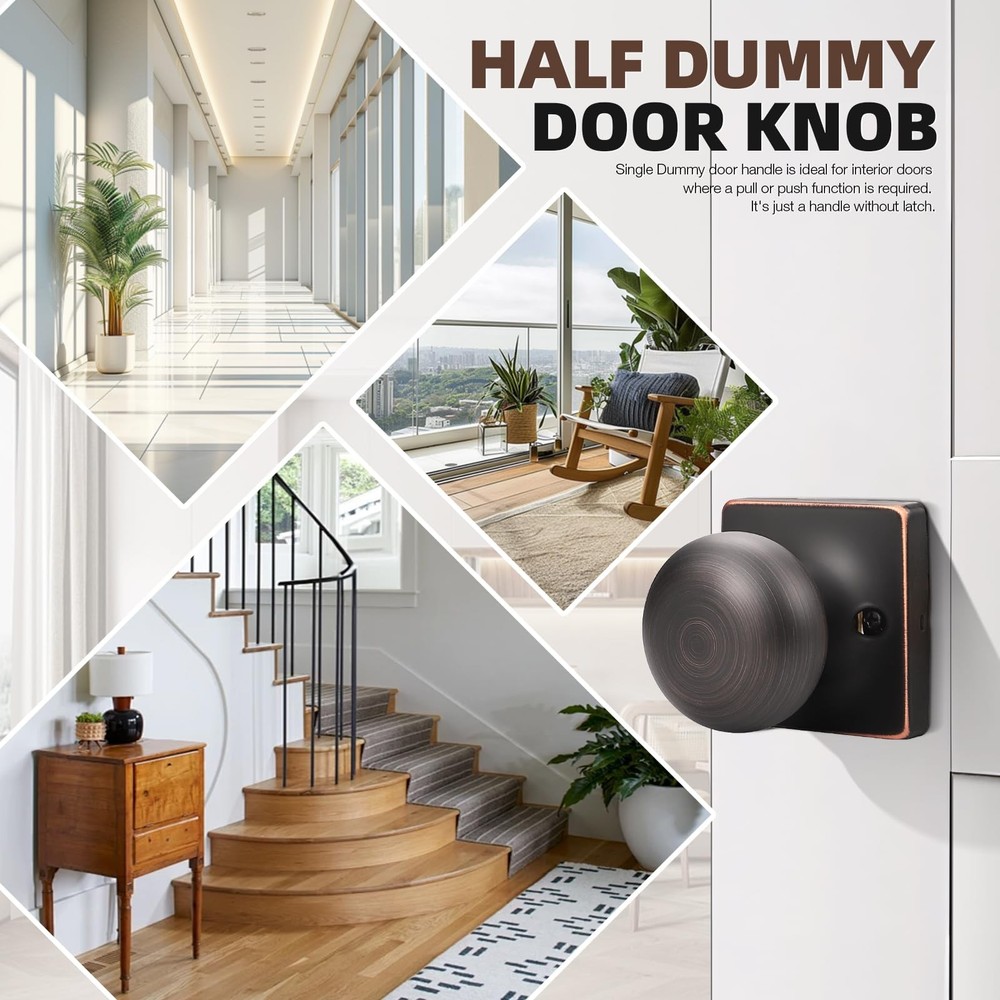 2 Pack Single Dummy Door Knobs Oil Rubbed Bronze Interior Dummy Knobs for Fre...