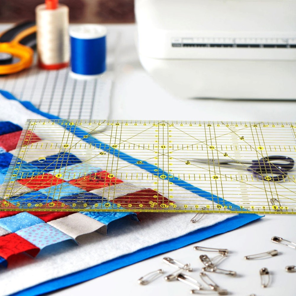 Patchwork Ruler for Quilting Projects with Non Slip Double Color Grid Lines