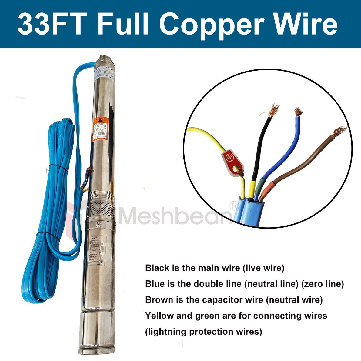 3" AC/DC Solar Powered Bore Well Water Pump 1HP Submersible Hybrid Deep 110/220V