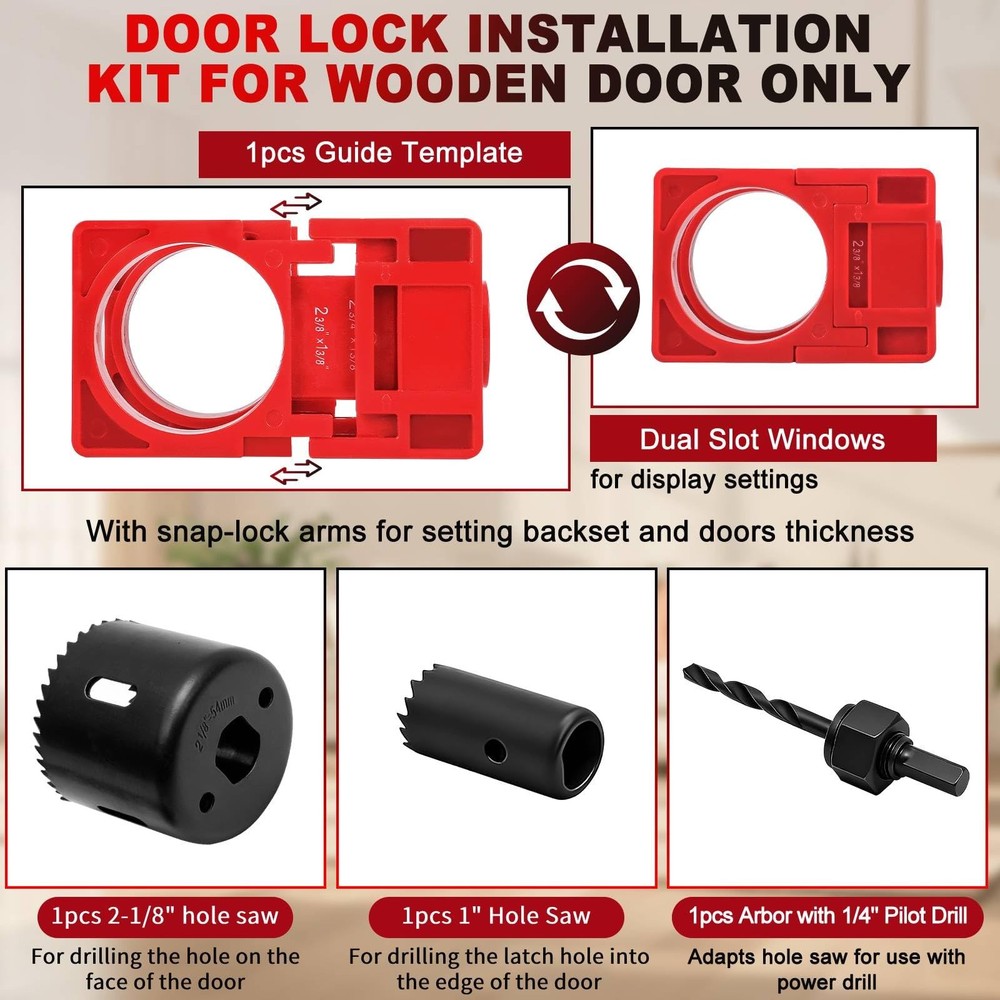 Door Hinge Mortise Jig Kit - Adjustable Router Template for 2.5-5" Hinges