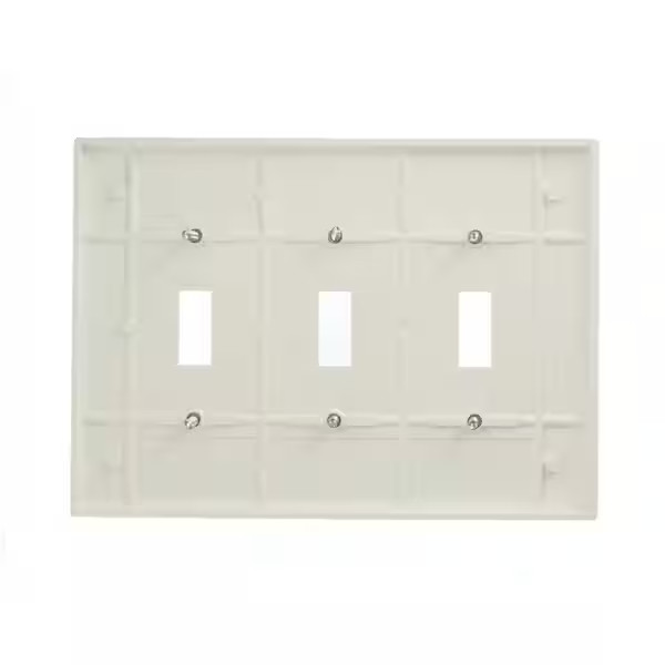 3-Gang Toggle Wall Plate White Light Switch Cover Plastic