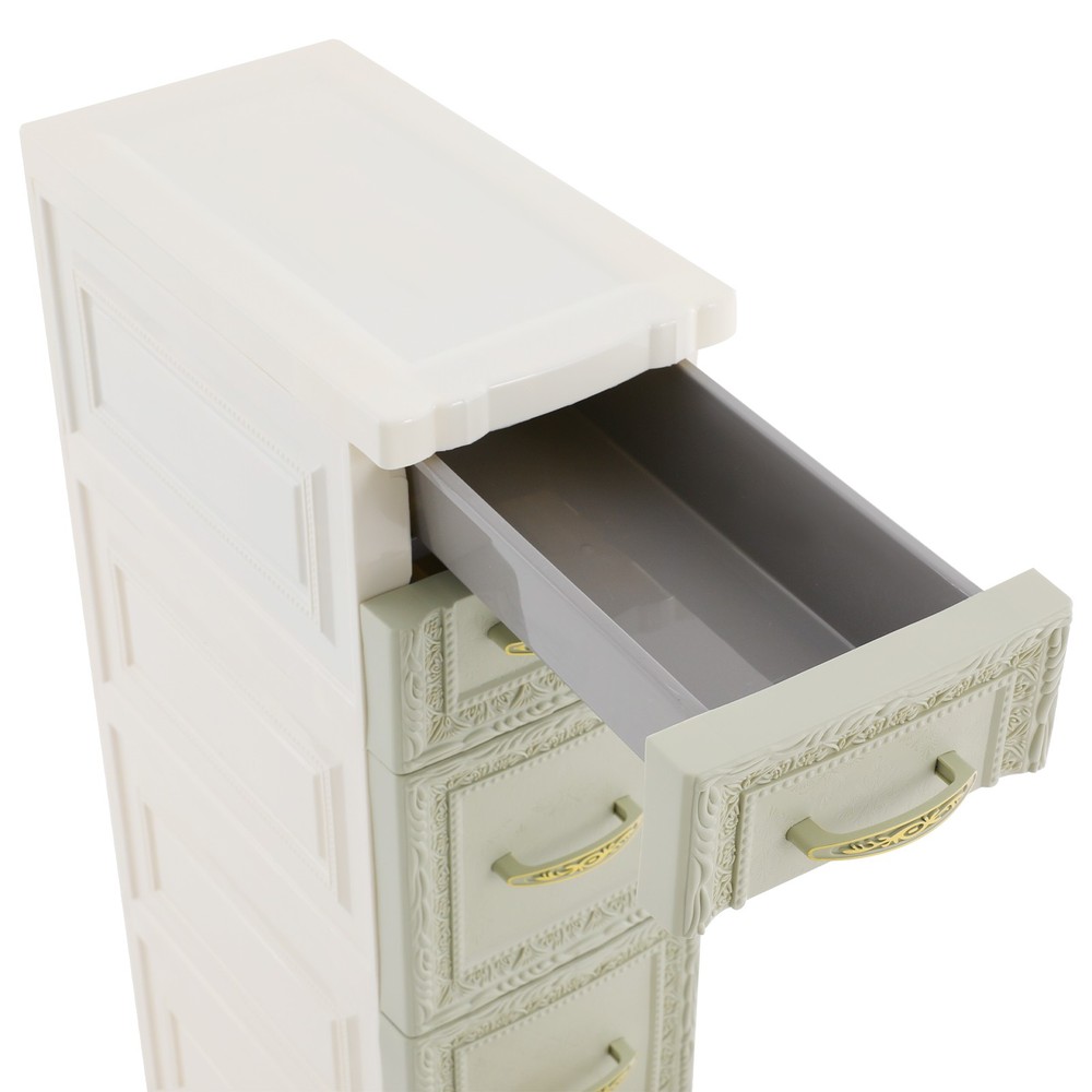 5-layer three-dimensional embossed pattern storage cabinet 18x32x84- green, PP.