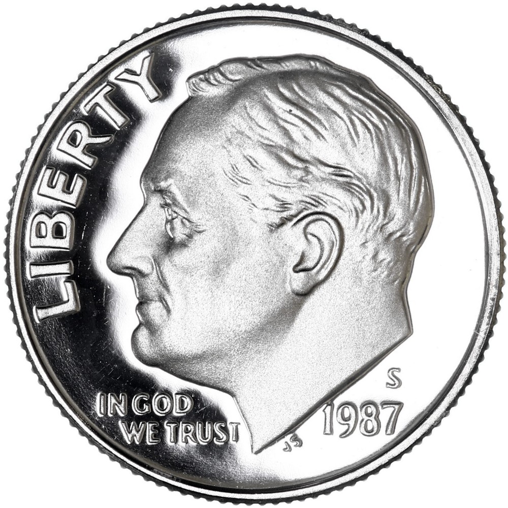 1987 S Roosevelt Dime Gem DCam Proof CN-Clad
