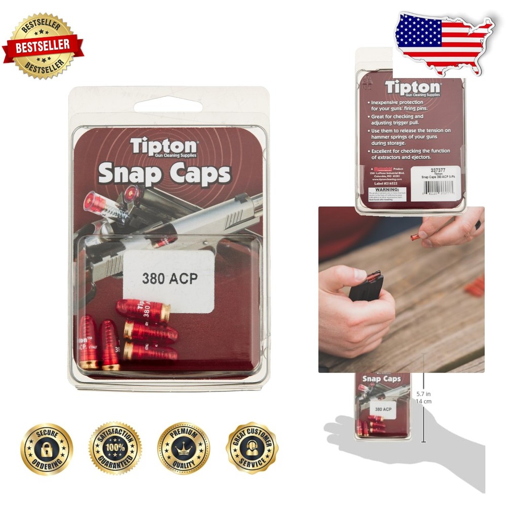 .380 ACP Snap Caps 5ct - Spring Buffered False Primer, Safe Gun Use