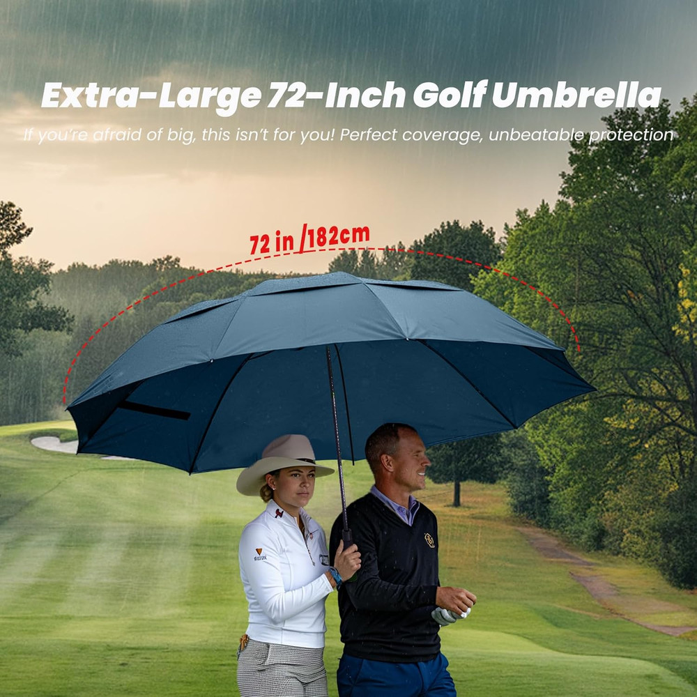 Large 54/62/68/72 Inch Golf Umbrella, Oversize Double Canopy, Automatic Open
