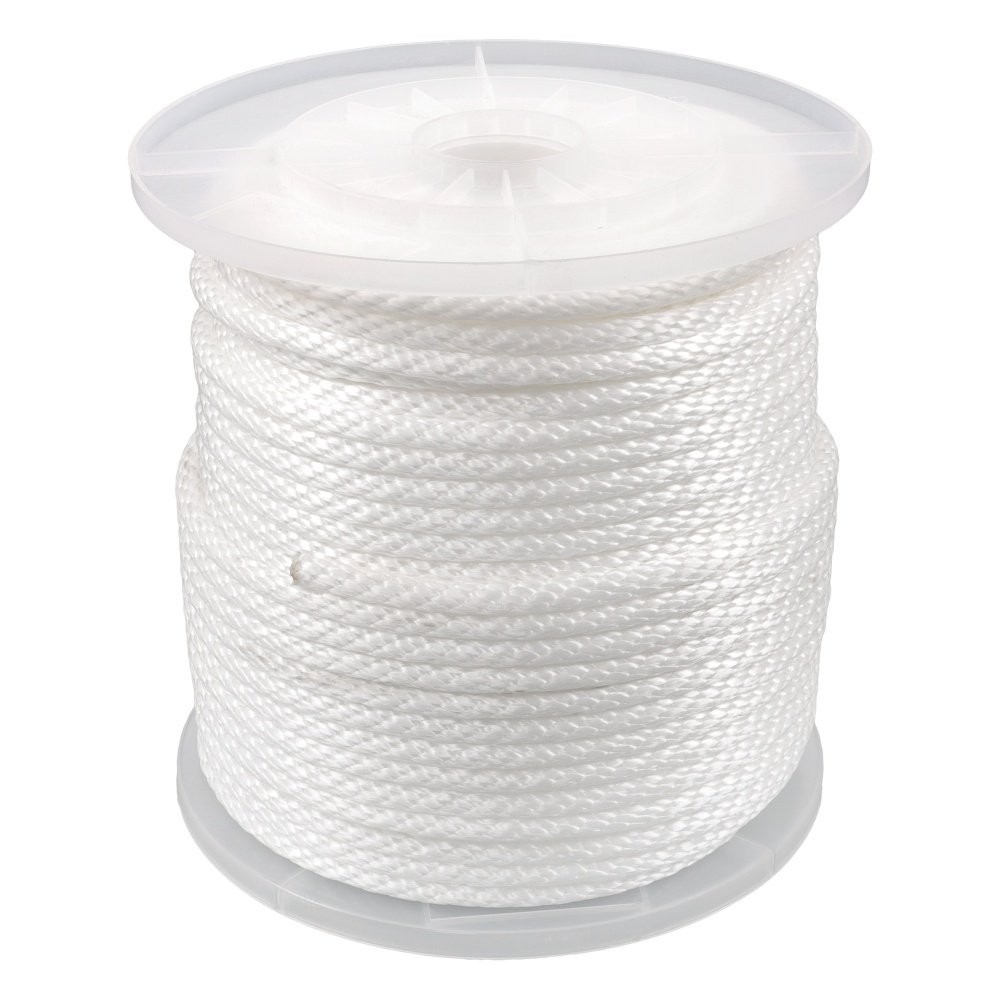 5/16 Inch 250ft White Nylon Solid Braid Rope Abrasion Resistance Multipurpose