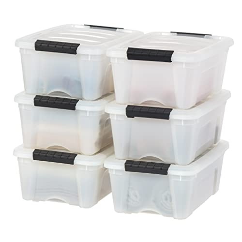 USA 13 Qt Stackable Plastic Storage Bins with Lids, 6 Pack - 13 Qt. - 6 Pack
