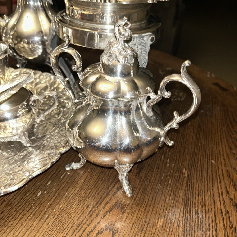REED & BARTON Silver Plate COFFEE SET Winthrop #1795 PUMPKIN FINIAL Rococo