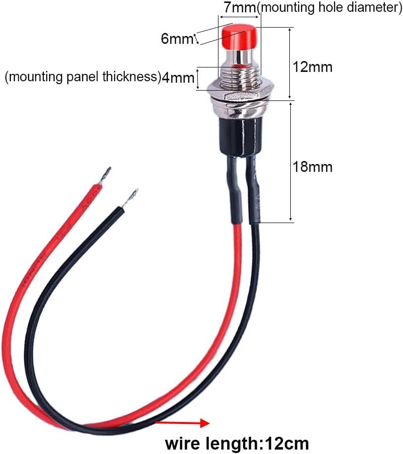 Gebildet 10pcs 7mm Prewired Mini Momentary Push Button