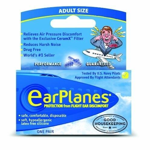 EarPlanes EarPlugs Relieve Ear Discomfort Latex Free Silicone Adult Size 1 Pair