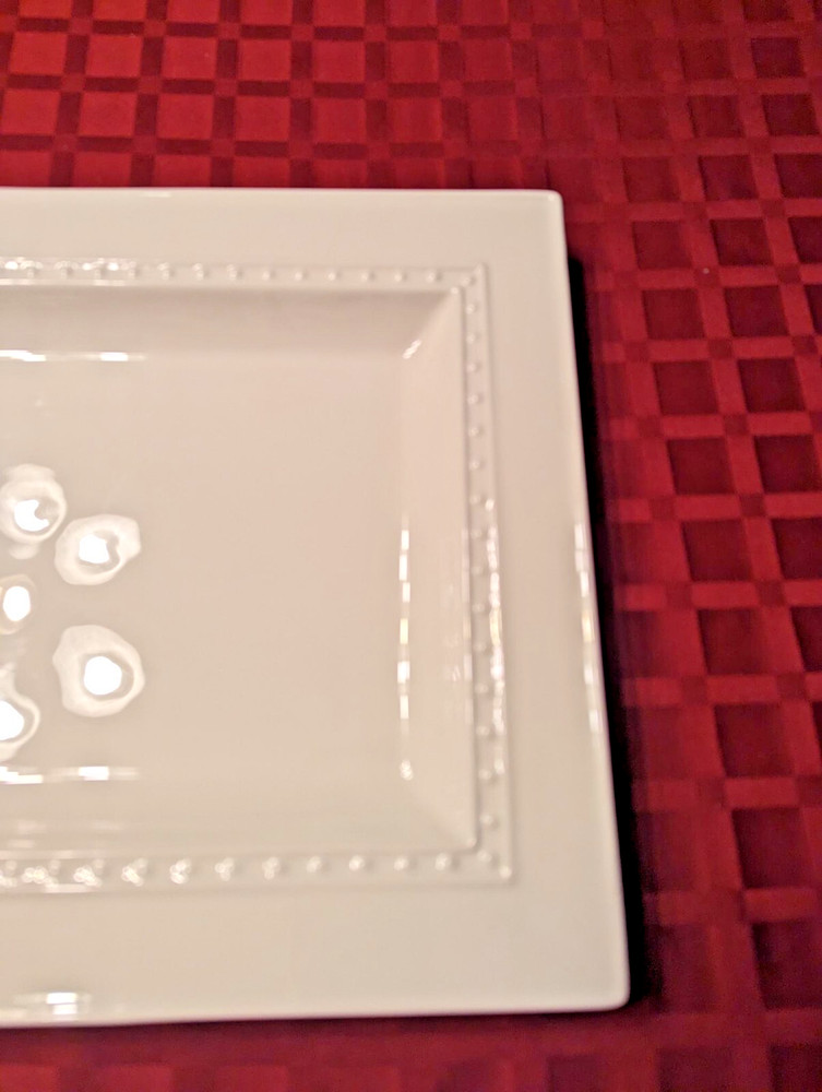 Nora Fleming LARGE RECTANGULAR PLATTER Serving Dish Pearl Dot White 15" x 11"