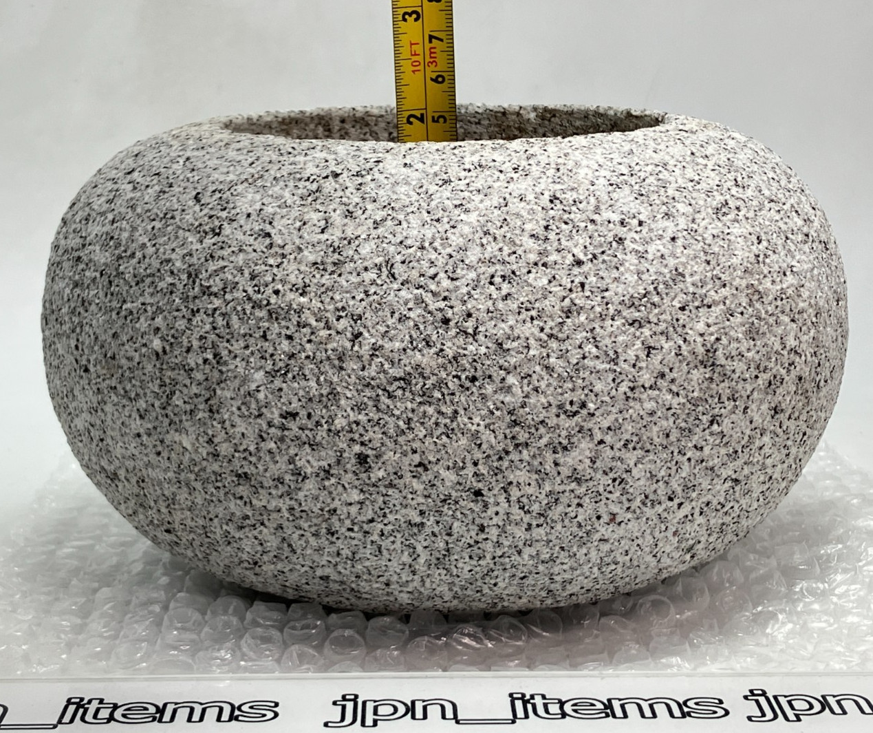 Small Granite Stone Water Bowl 8.6 in Chozubachi Japanese Garden Ornament Statue