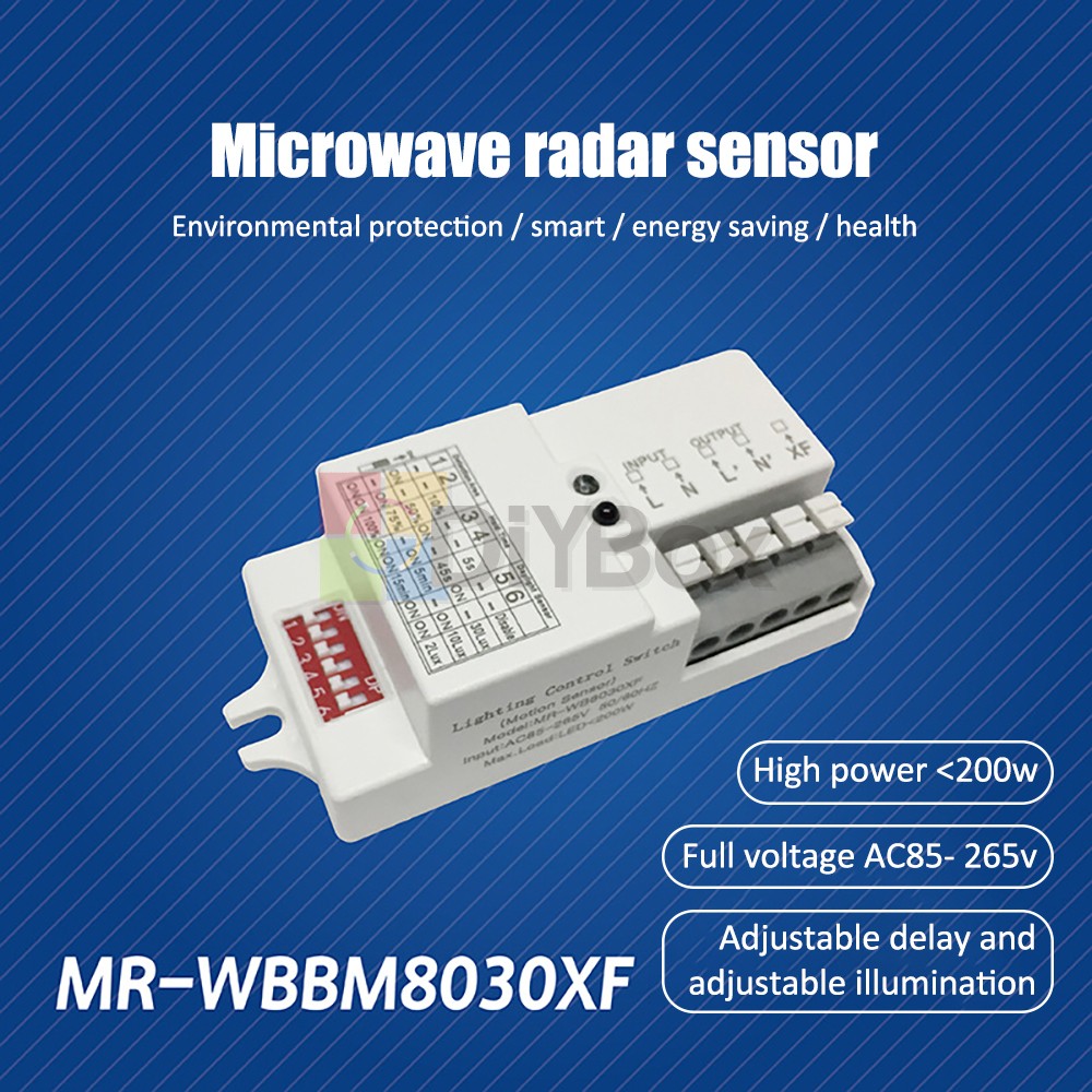Microwave Radar Motion Sensor Switch Adjust Delay Illuminance Distance 110V–220V