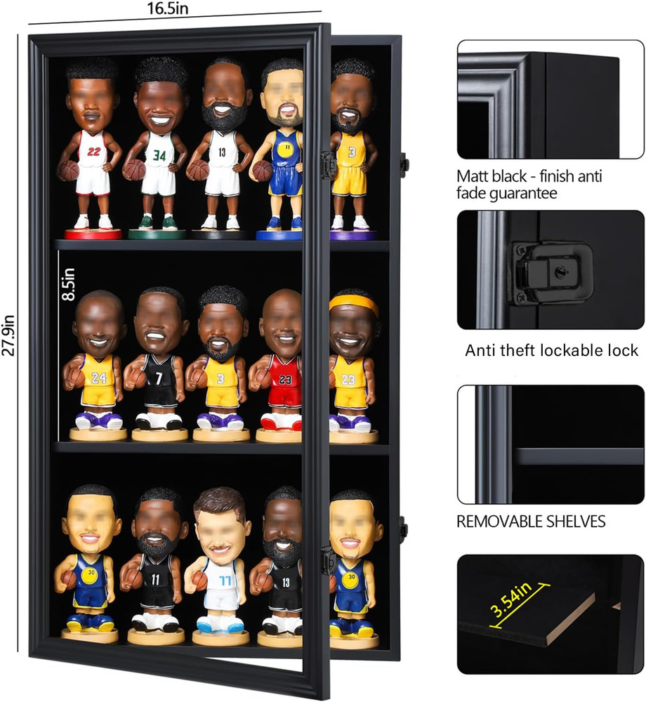 Bobblehead Display Case Action Figure Display Case Bobble Head Shadow Box Wall C