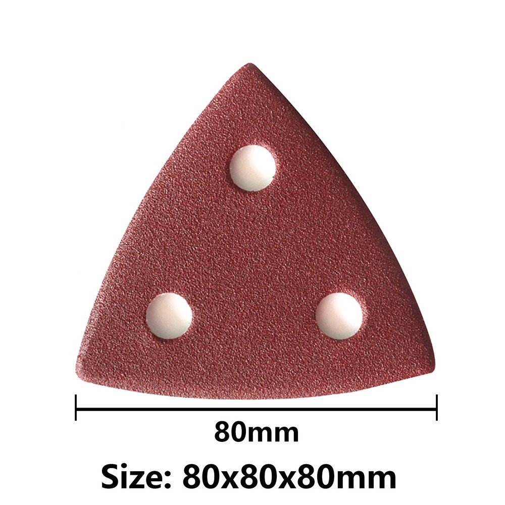 Hook and Loop 80mm Delta Sanding Sheets Triangular Detail Sandpaper Pads 3 Hole