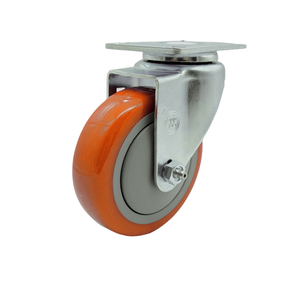 4 Inch SS Orange Polyurethane Wheel Swivel Top Plate Caster Service Caster Brand