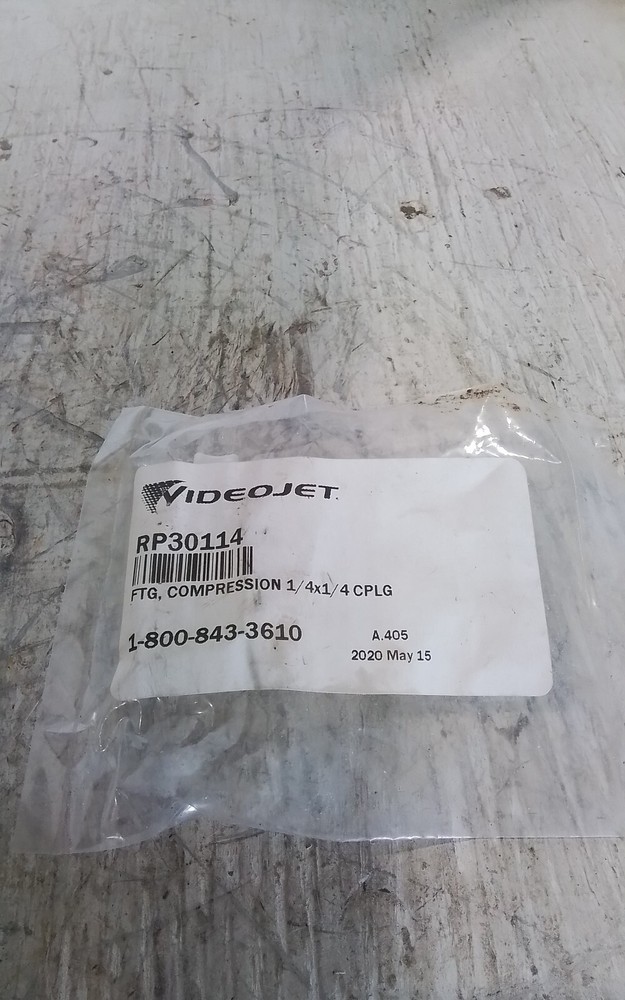 Videojet RP30114 Compression Fitting 1/4x1/4 CPLG (A6B)