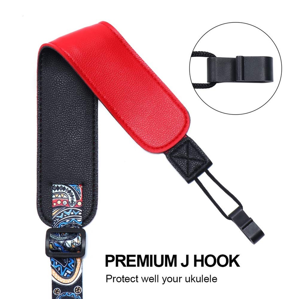 Ukulele Strap, No Drill Double J Hook, Adjustable, Premium Woven, Clip on, Su...