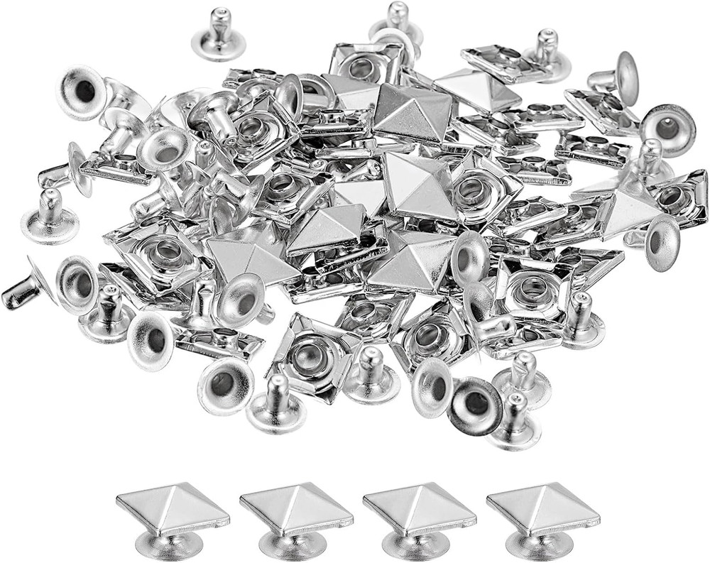 100 Sets Spike Rivet, 10mm Pyramid Rapid Rivet Studs Square Punk Spikes Leath...