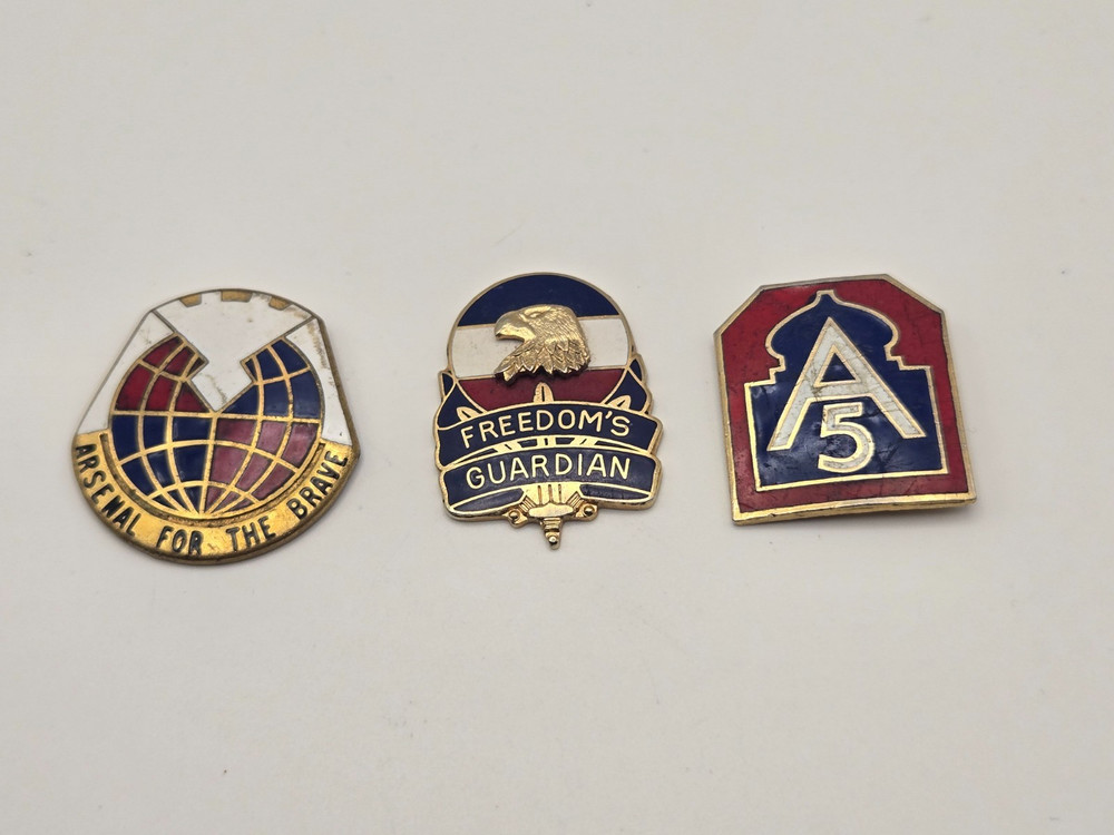 3 Vintage Army DUI Pins - Army Command Themed