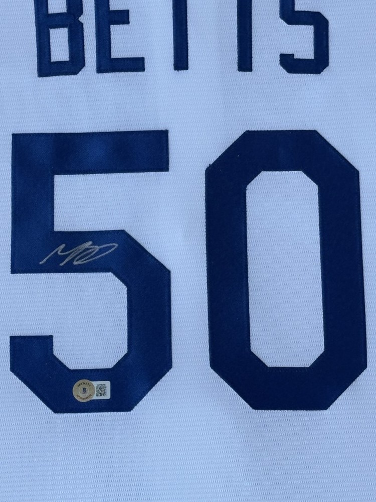 Mookie Betts Hand Signed Autographed Swingman Jersey Dodgers Custom Frame BAS