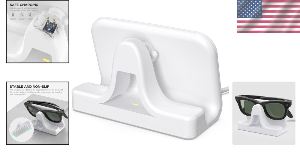 Charging Stand & Cable Compatible with Ray-Ban Meta Smart Glasses