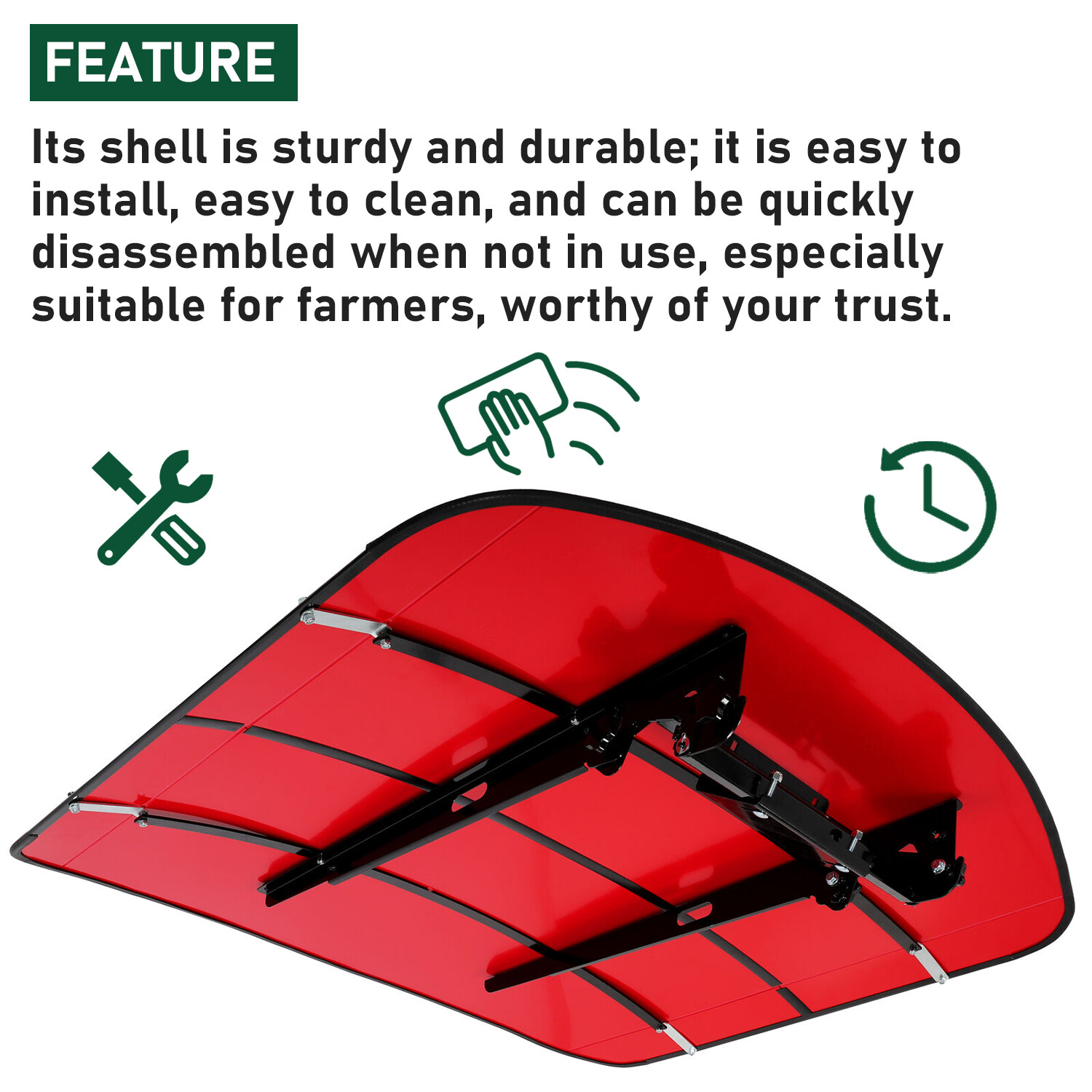 Red 52" X 52" Tuff Top ROPS Canopy For Tractor and Mowers Umbrella
