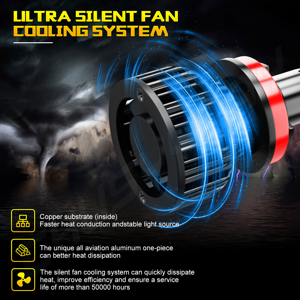 4-Sides H11 LED Headlight Kit Low Beam Bulbs Super Bright 6500K White 380000LM