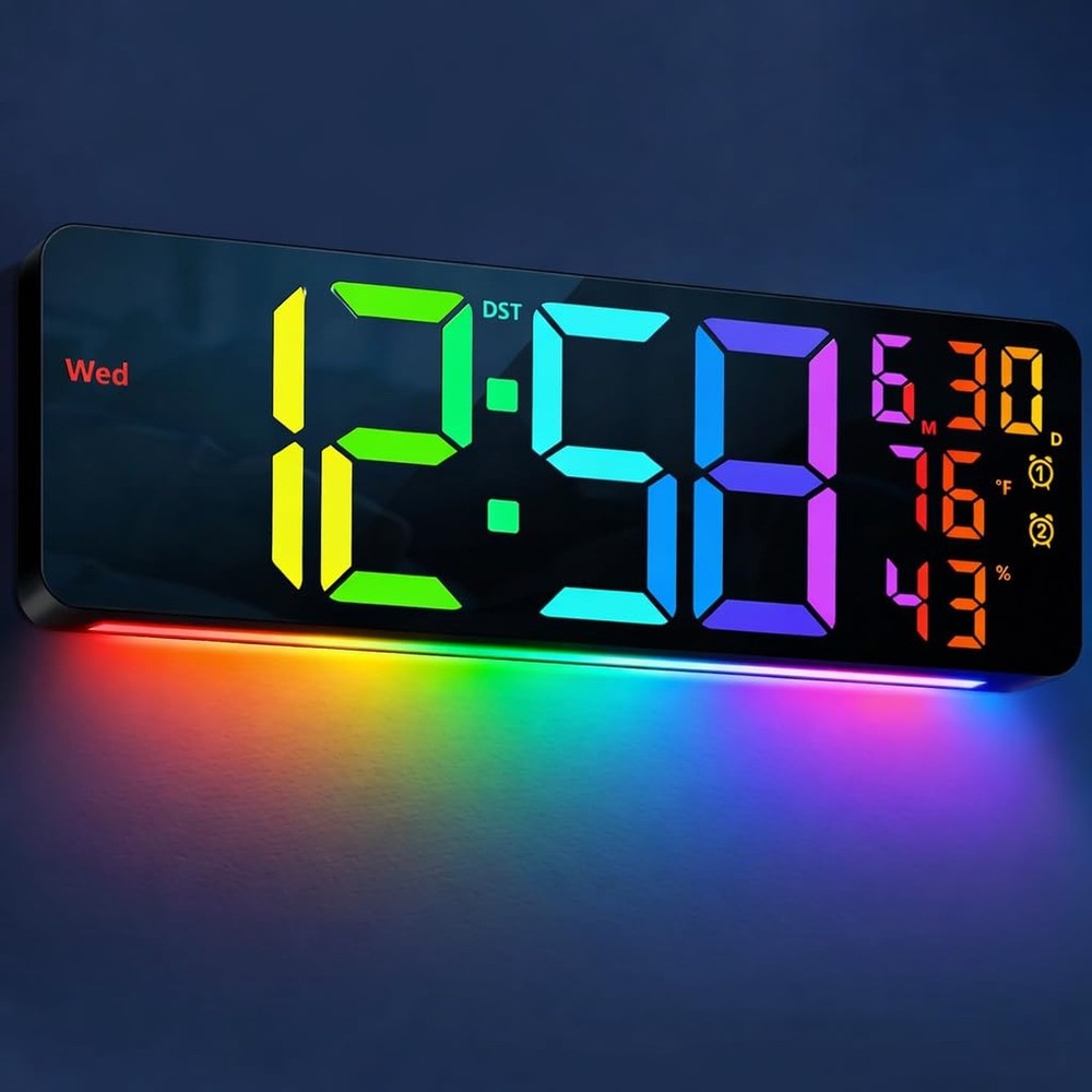 MASHI 17.3" Large Digital Wall Mount Clock, Digital Clock with Remote Control...
