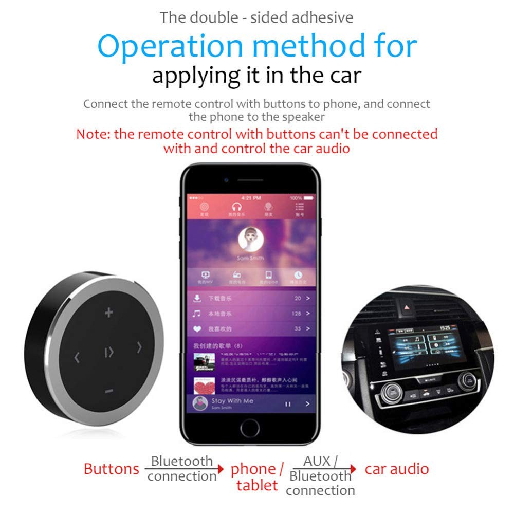 Car Wireless Bluetooth Remote Controller Phone Car Kit Steering Wheel Remote ...