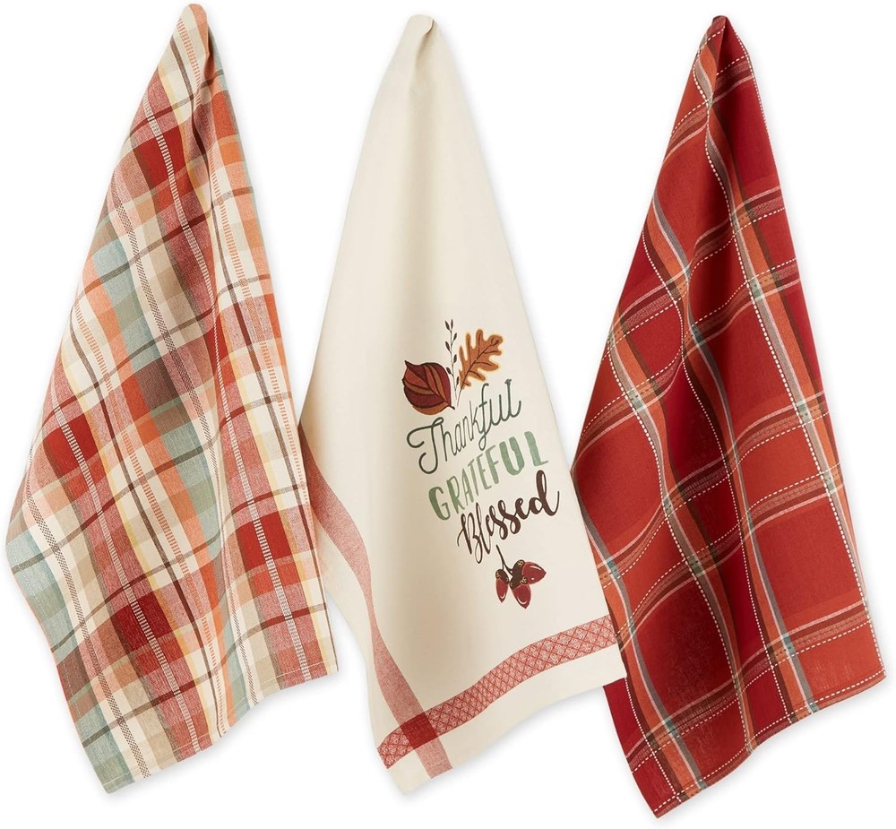 Fall Basics Kitchen Dishtowel Collection Printed & Plaid Fall Dish Towel Set