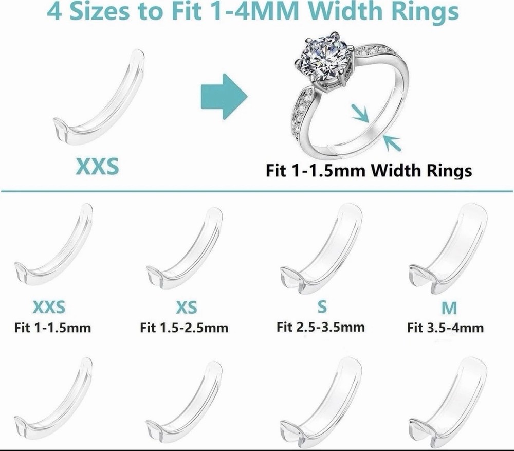 Invisible Ring Size Adjuster for Loose Rings Sizer Transparent