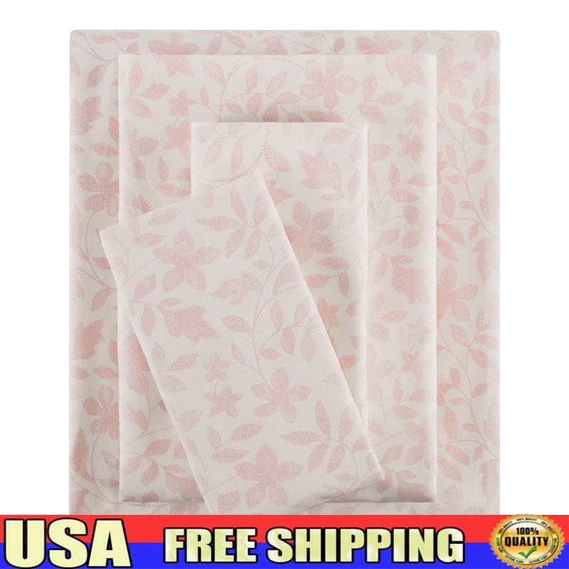 300 Thread Count Percale Bed Sheet Set Soft Breathable Moisture Wicking 4 Pieces