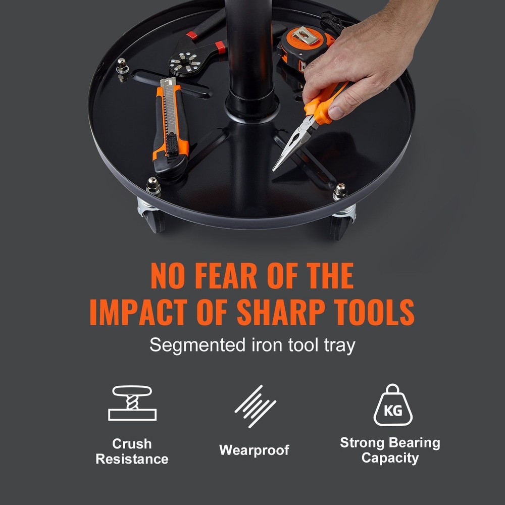 Mechanic's Rolling Creeper Seat - Adjustable Stool w/ Tool Tray