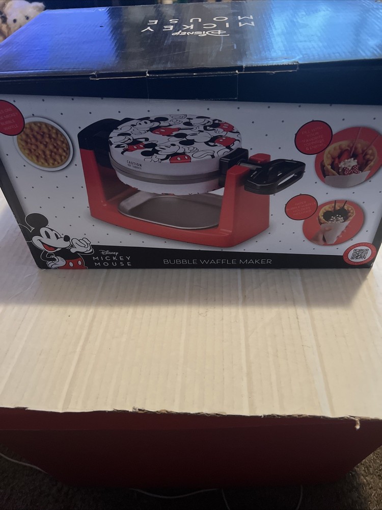 New Disney Mickey Mouse Rotating Bubble Waffle Maker Single Flip