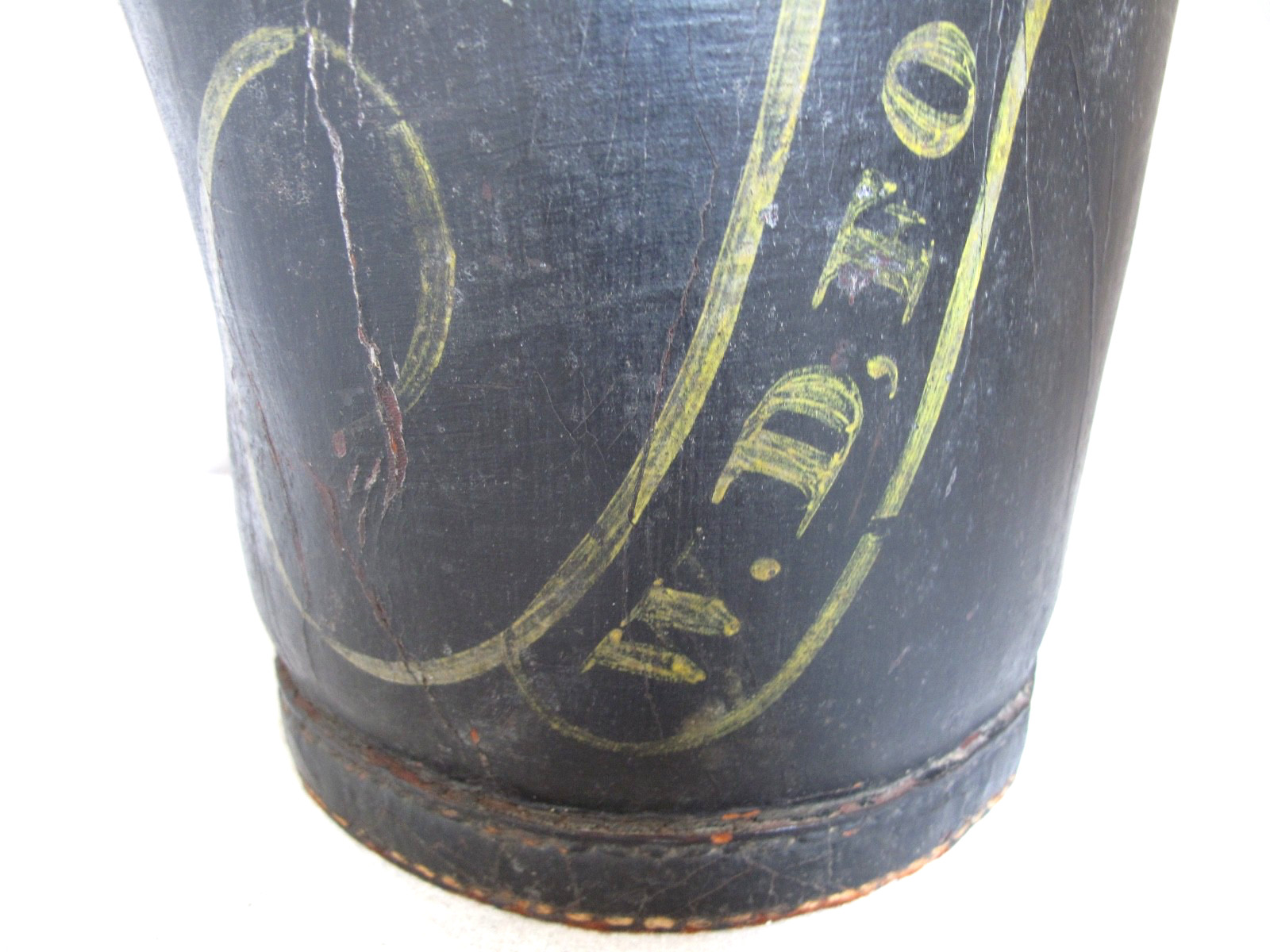 Antique American Firemen's Painted Leather Bucket, N. D. Forest & Co. c. 1850's