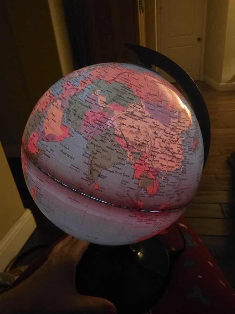 Illuminated Tabletop Globe Multicolor Political Map Modern Rotating Plastic