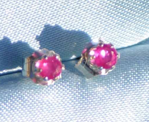 PETITE ROUND 3MM RUBY STERLING SILVER STUDS-- .20CTW