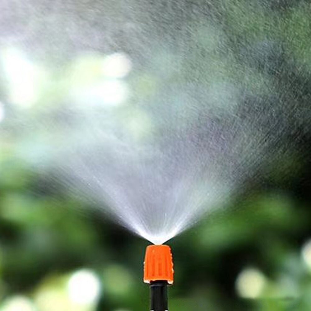 20/50pcs Single Orange Adjustable Atomizing Nozzle With Connector + 4/7 Pipe Tee