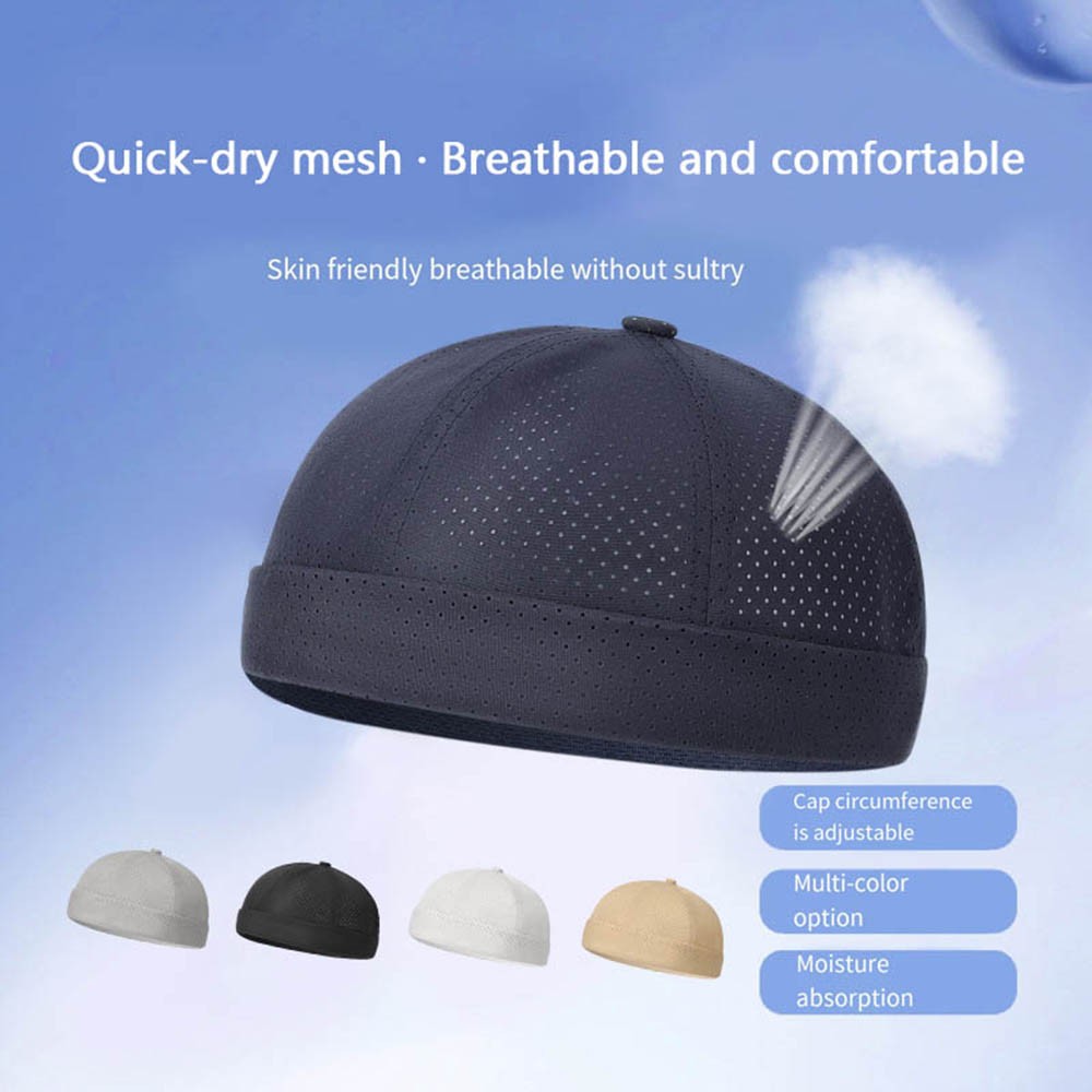 Adjustable Quick Drying Mesh Hat Without Visor Beanie Cap Brimless Docker Cap