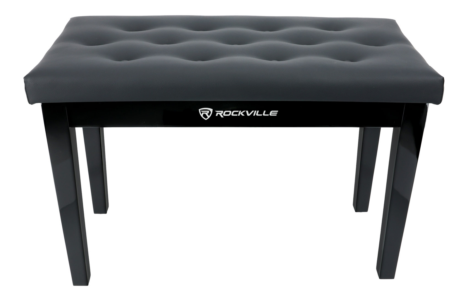 Rockville PB7 BLACK Premium Piano Bench w/Thailand Wood, Comfy Padding + Storage