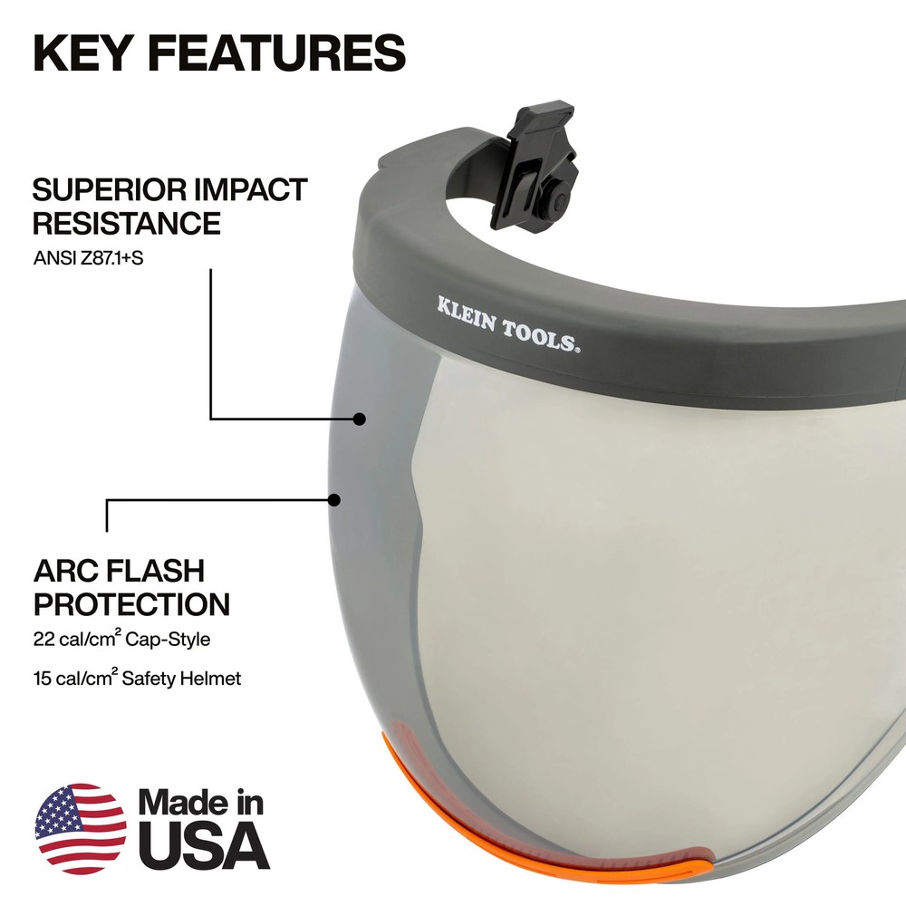 Klein Tools 03601 Arc Flash Face Shield, Cap-Style / Safety Helmet