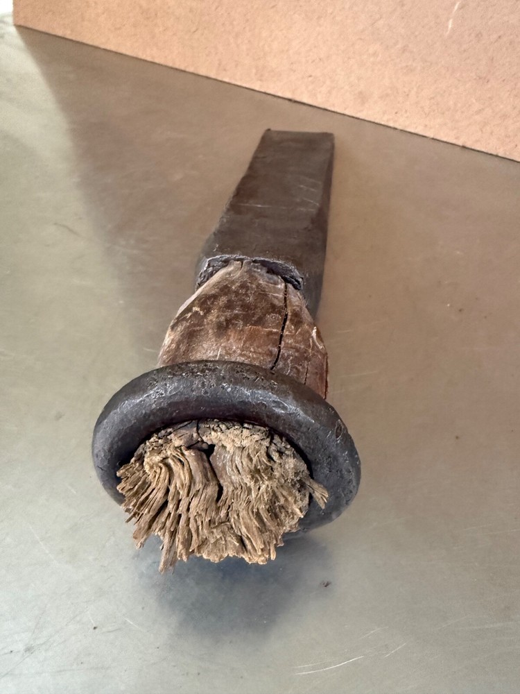 Vtg. LOGGING GLUT Wood Splitting Socket Wedge Chisel Wood Handle Lumberjack